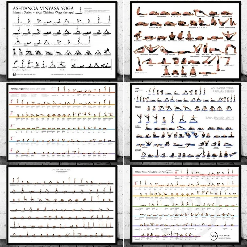 

Home Workout Gym Yoga Ashtanga Chart Posture Healthy Poster Wall Art Canvas Painting Picture Living Room Decoration Painting