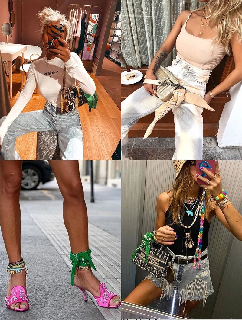 

5pcs/Pack Woman Cotton Paisley Cashew Fowers Print Square Amoeba Hip Hop Bandana