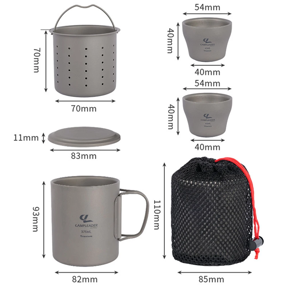Jual 5 Buah/Set Mug Berkemah Cangkir Titanium Peralatan Makan Turis Peralatan Piknik Peralatan Dapur Luar Ruangan Set Memasak Travel Peralatan Masak Mendaki