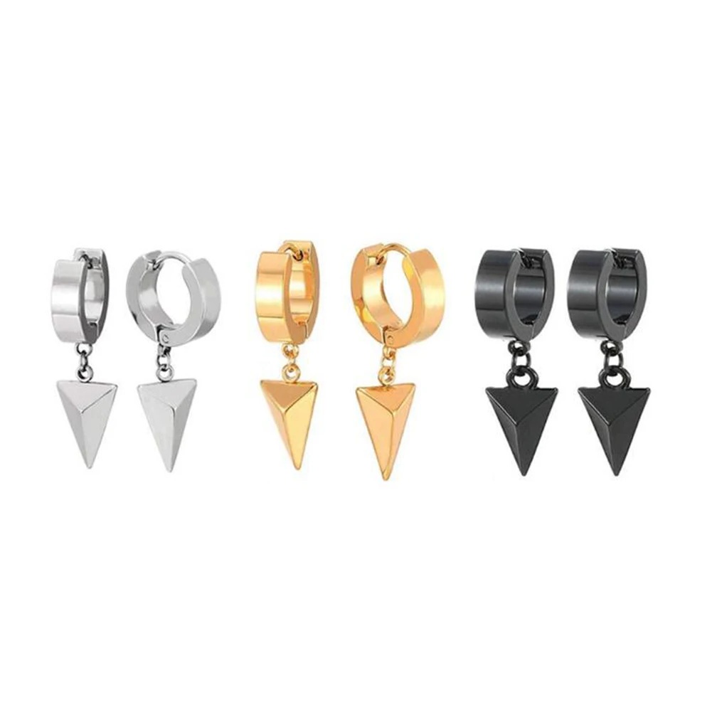 Корейские крутые серьги в стиле панк для мужчин и женщин треугольные висячие из