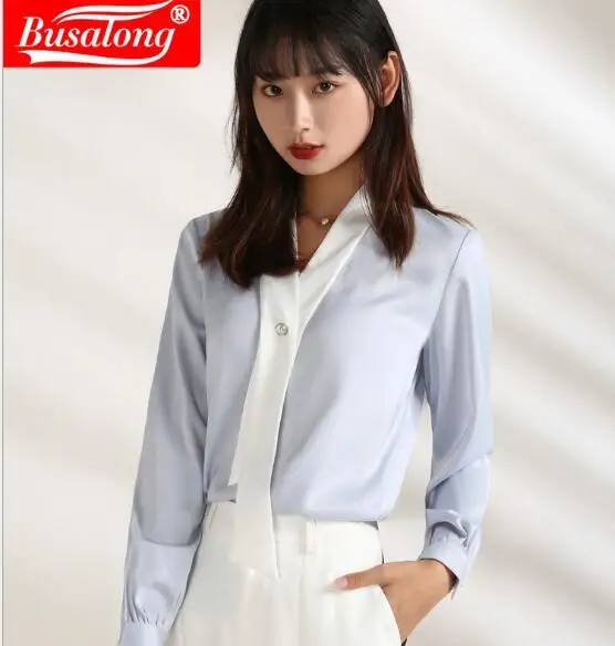 Новинка женская рубашка с длинным рукавом новая осенняя модная Элегантная