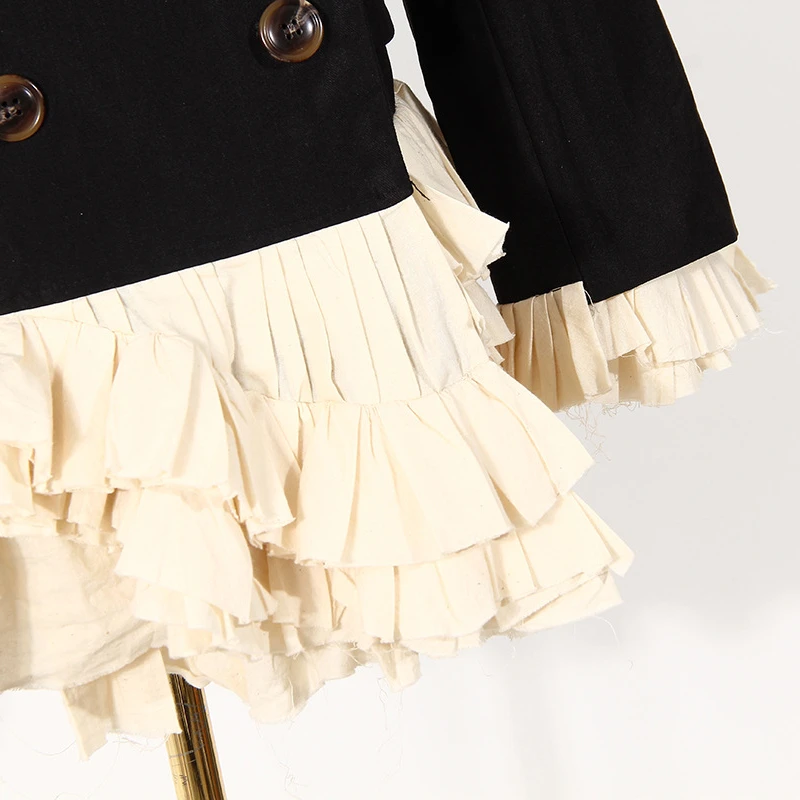 

SeeBeautiful Contrast Color Loose Blazer Coat Notched Collar Long Sleeve Double Breasted New Fashion Spring 2021 Women M120