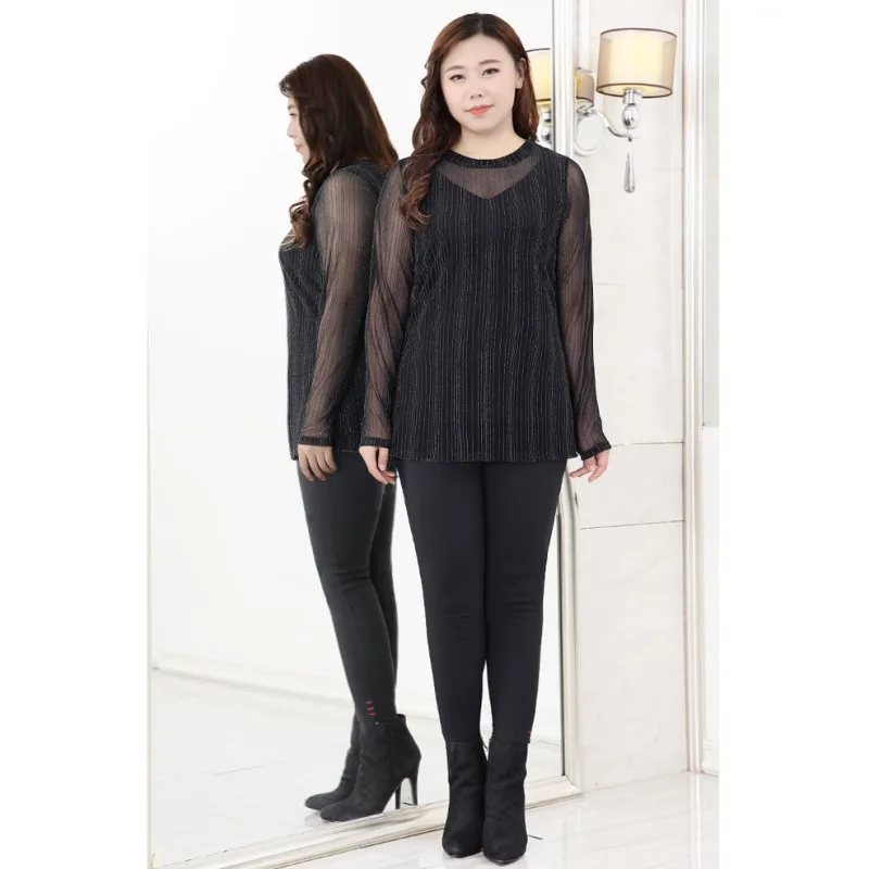 Женская Весенняя футболка с длинным рукавом и круглым вырезом в