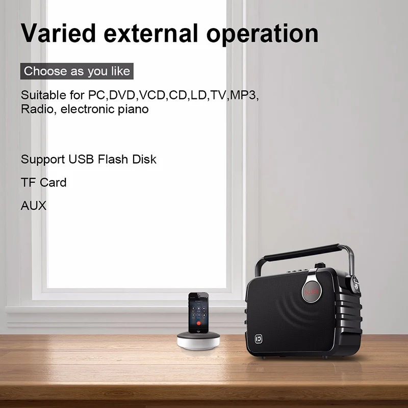 구매 다기능 무선 블루투스 하이파이 녹음 60W 가라오케 스피커 핸드 헬드 마이크 포함