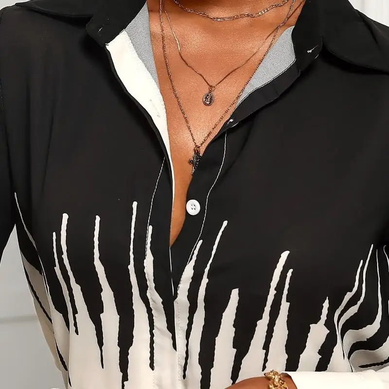 Женская блузка на осень и зиму темпераментная рубашка с отворотом вышивкой в