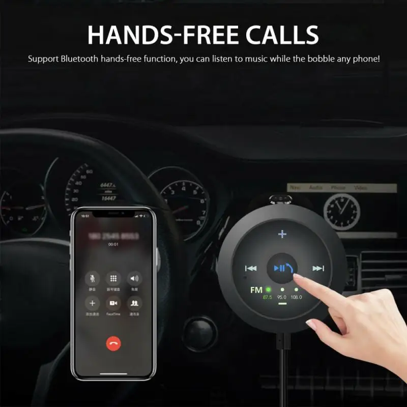 Автомобильный Bluetooth-передатчик громкой связи с USB USB-плеер приемник FM/AUX для IPhone IPad