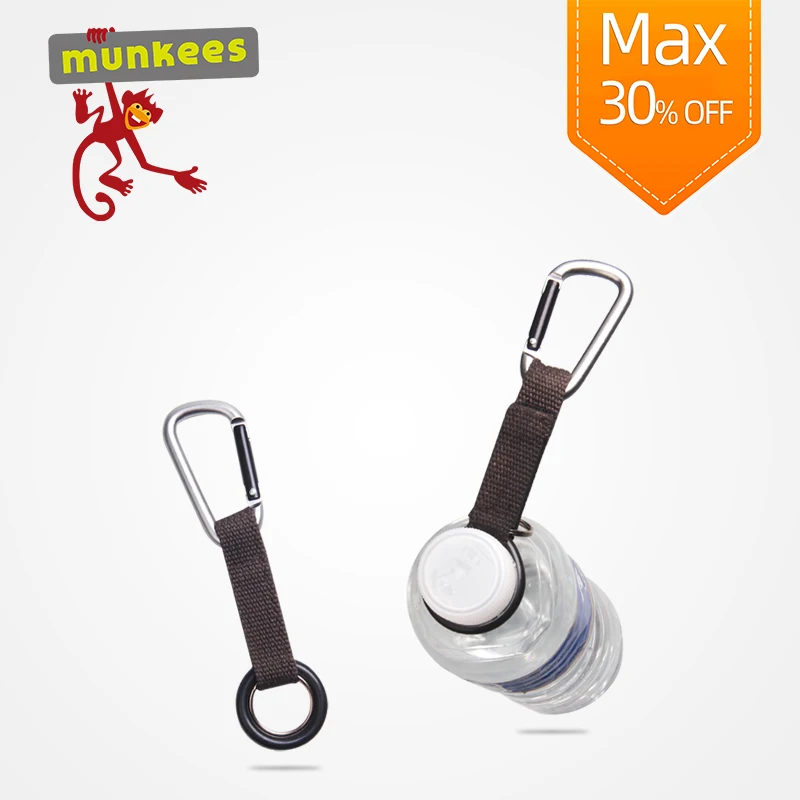 

munkees 2-Pack Bottle Holder With Carabiner Keychain Outdoor Equipment For Camping Hiking Backping