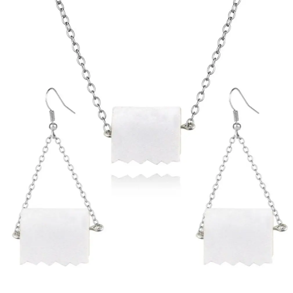 Смола Туалетная бумага мотаться серьги ожерелья девушки Прохладный партии