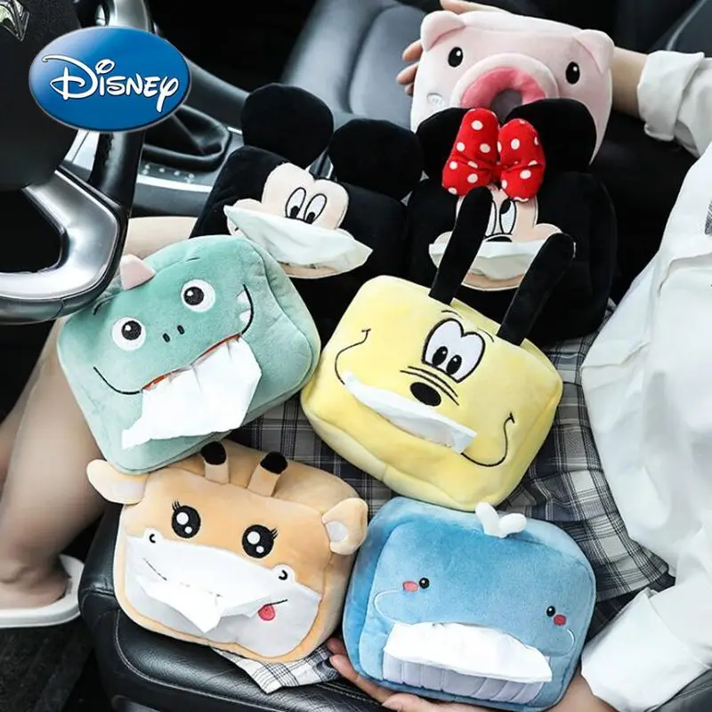 

Disney Mickey Mouse Minnie Car Supplies Paper Towel Box Cartoon Cute Plush Chair Back Sun Visor Armrest Box Paper Towel Cover