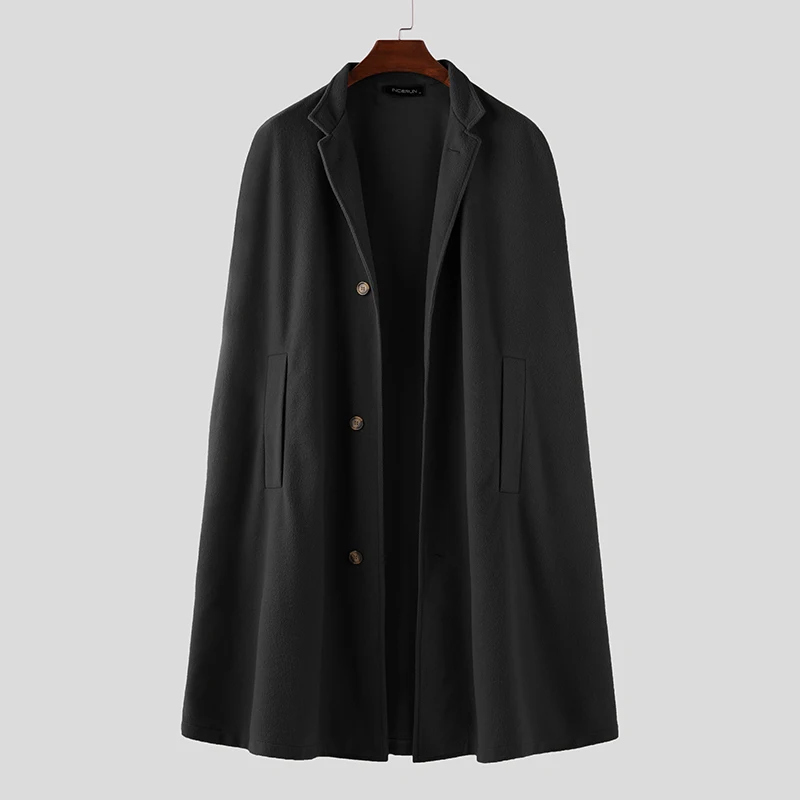 Зимняя модная мужская накидка INCERUN однотонное уличное пальто из искусственного