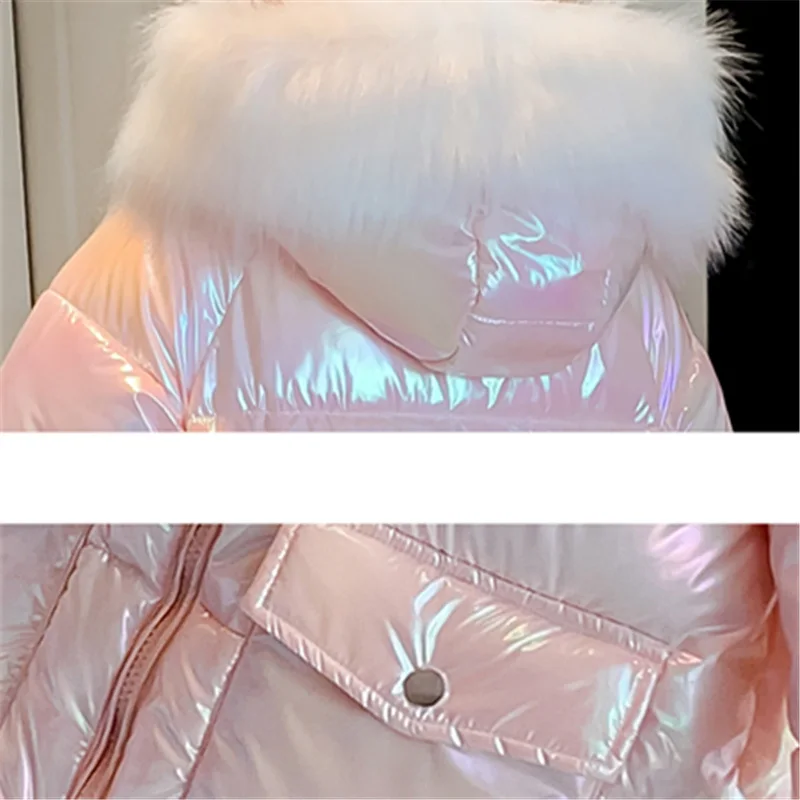

Long Style Teens Girl Windproof Waterproof Winter Jacket Coat With Fur Hoodies For Children Bright Colored Hooded Overcoat 4-13T