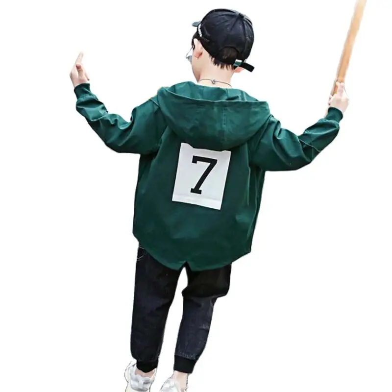 Теплая куртка для мальчиков ветровка с длинным рукавом 110 160 см и капюшоном