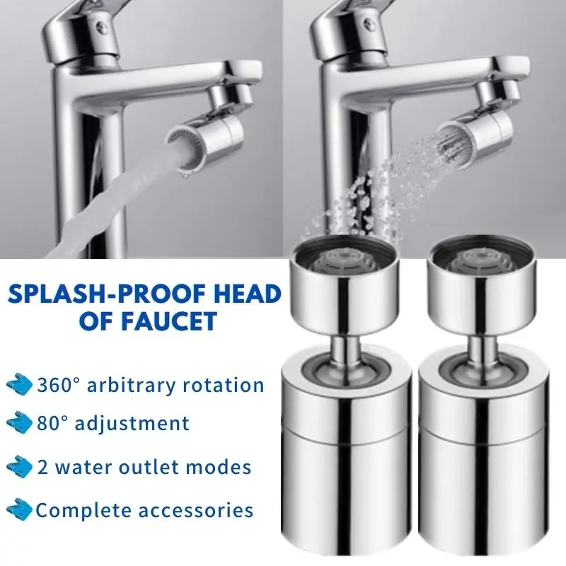 

Вращающийся на 360 градусов аэратор для смесителя Регулируемый двухрежимный диффузор для ванной комнаты аэратор для кухонного смесителя (по...