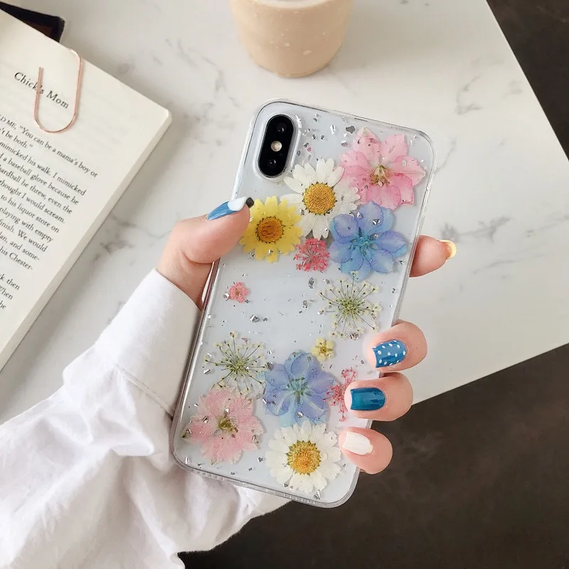 23 Настоящие сухие цветы чехол для телефона для iPhone X 7 8 Plus прозрачный мягкий ТПУ красивый прессованный задний Чехол для iPhone 11 11 Pro Max - Цвет: 23