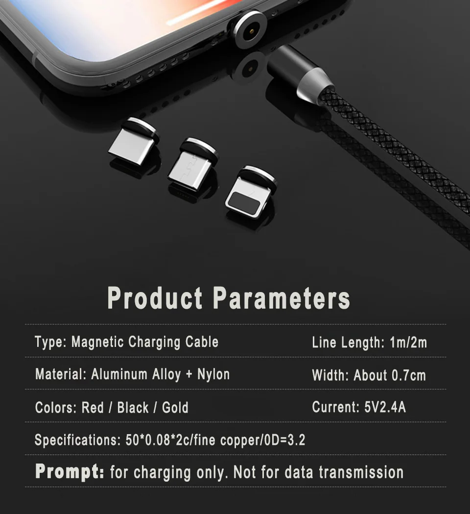 Вы первый Usb-c кабель Micro USB Магнитный кабель type C провод для iPhone металлический штекер светодиодный зарядный кабель 1 м/2 м для Android ios