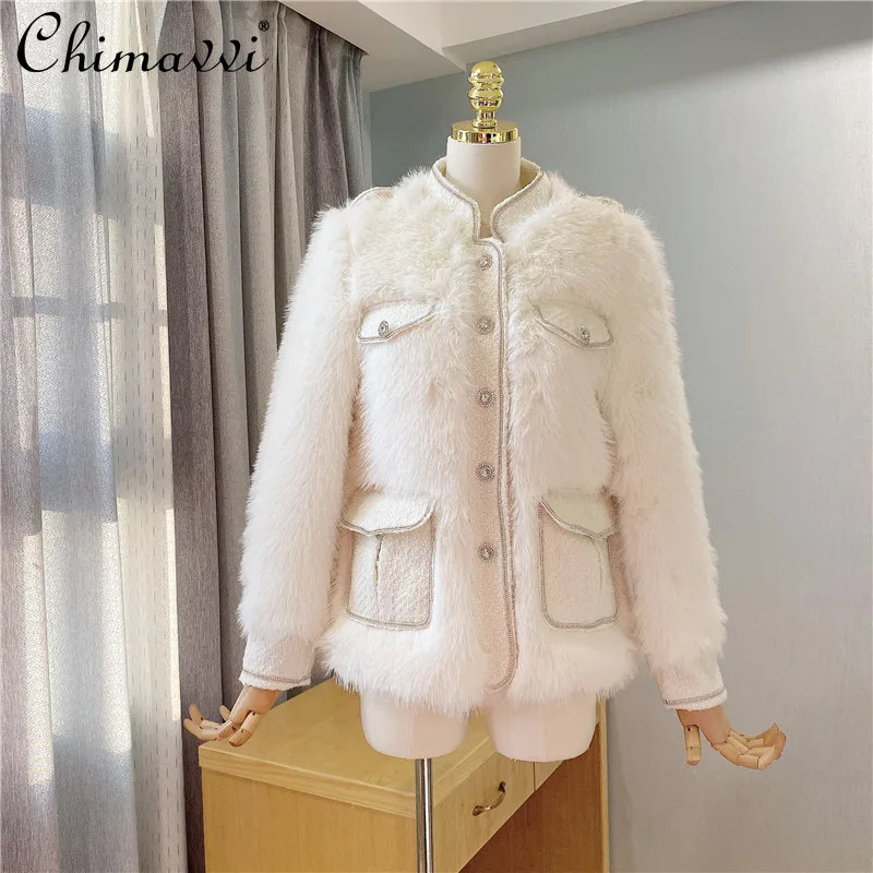

Imitation Fur 2021 New Winter Clothes Luxury Fox Fur Jacket Women's Short Exquisite Rhinestone Fashion Slimming Coat Feminine