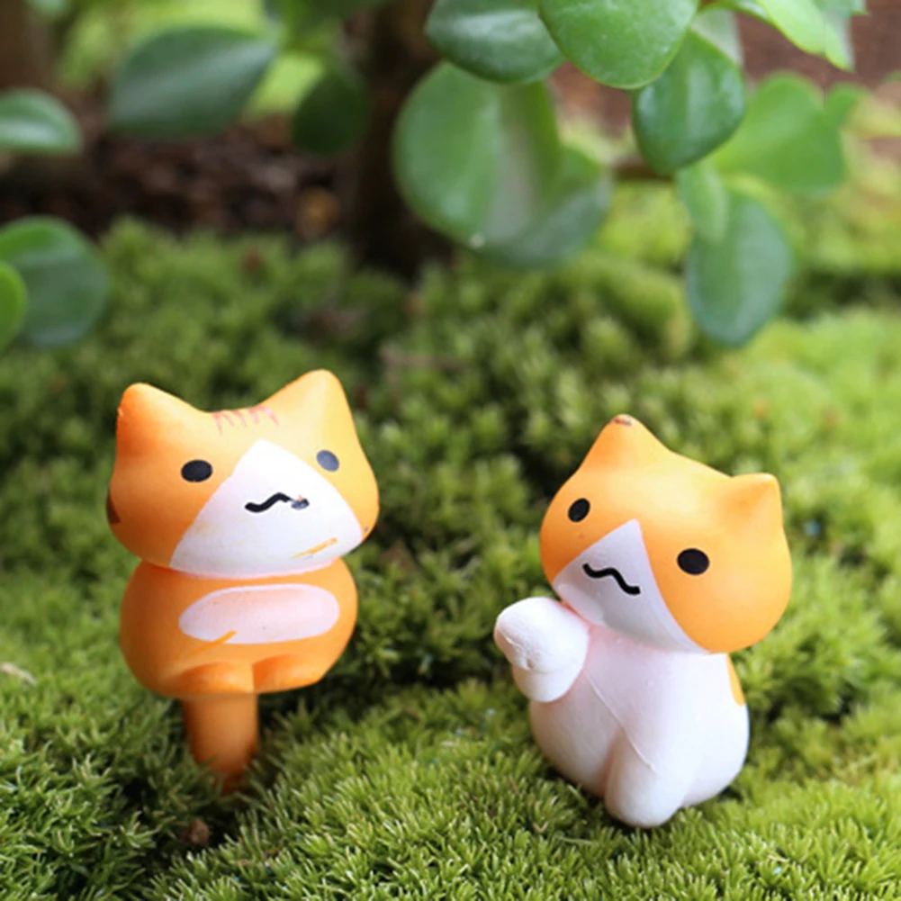 6 шт. Мультяшные кошки фигурки животных DIY миниатюрный пейзаж автомобиль