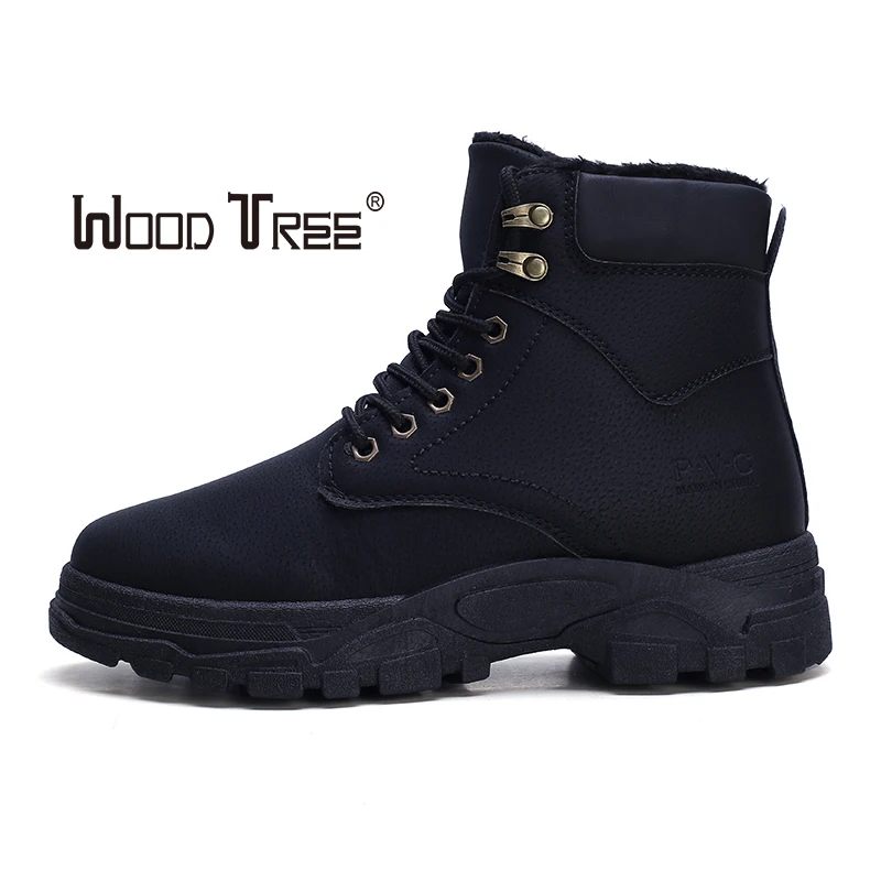 Деревянные зимние мужские ботинки с хлопчатобумажными стельками бархатные