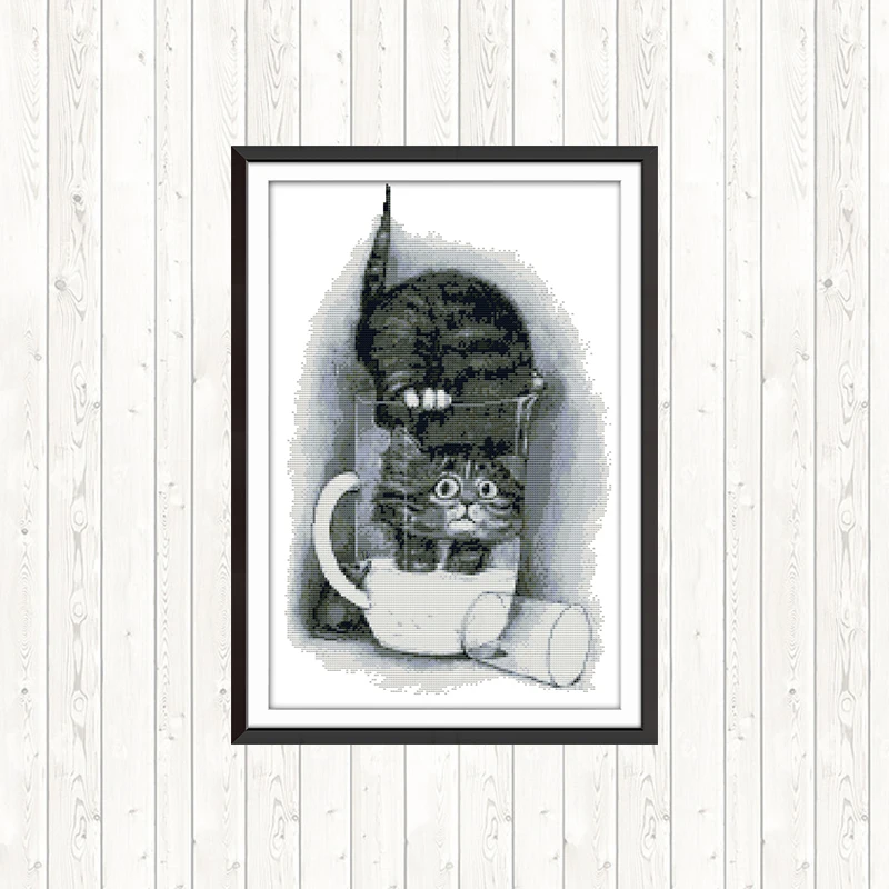 Наборы для вышивки крестиком с изображением жадного кота наборы рукоделия 14ct или