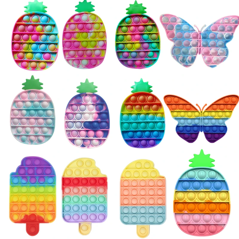 

Pineapple Rainbow Popite Anti Stress For Kids Fidget Toy Bubble Push Stress Reliever Toys Squishy Sensory Relax Squeeze Toys