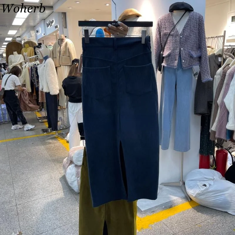 Женские винтажные юбки Woherb с завышенной талией приталенные Женская мода 2022