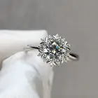 Женское кольцо с муассанитом VVS1, кольцо из стерлингового серебра 925 пробы с бриллиантами с романтическим цветком и бутоном, вырезанная бриллиантом, 1 карат, D цвета
