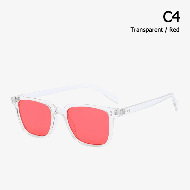 C4 Transparent Red JackJad, модные крутые солнцезащитные очки NDG, прямоугольные солнцезащитные очки, унисекс, винтажные, с заклепками, фирменный дизайн, солнцезащитные очки Oculos De Sol 3246 - Цвет линз: C4 Transparent Red