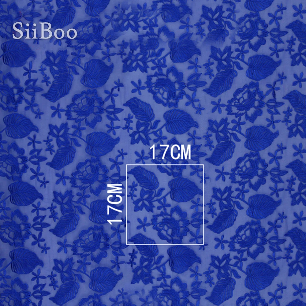American style luxury blue floral embroidery georgette silk fabric for wedding party dress tissu tecidos stoffen SP4721 | Дом и сад