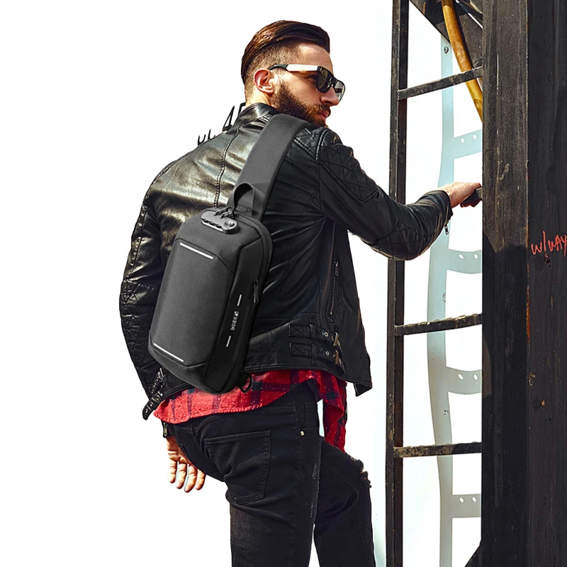 Multifunction USB Charging Chest Pack TSA Lock Anti-theft Shoulder Bag Men Business Waterproof Crossbody Bag Travel Sling Bags