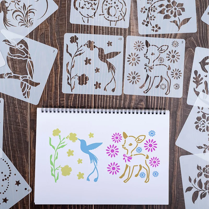 

Cartoons Stencils For DIY Decoration Animals Nature Stencil Wall Templates Crafts Walls Drawing Plaster School Supplies