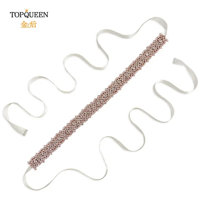 TOPQUEEN S28B-RG розовое золото свадебный пояс Стразы пояс для свадебных платьев пояс с бисером ручной работы пояс подруги невесты и пояса - Цвет: off-white