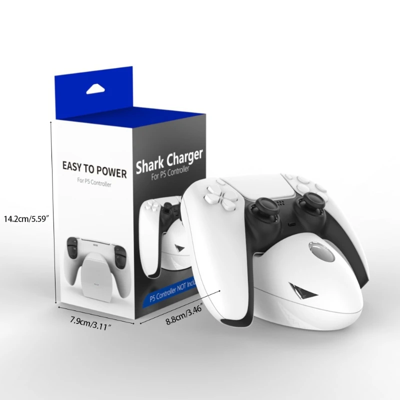 

Controller Shark Charger, Charging Dock Station for PS5 Dualsense Controllers with LED Indicators, Quick Charging