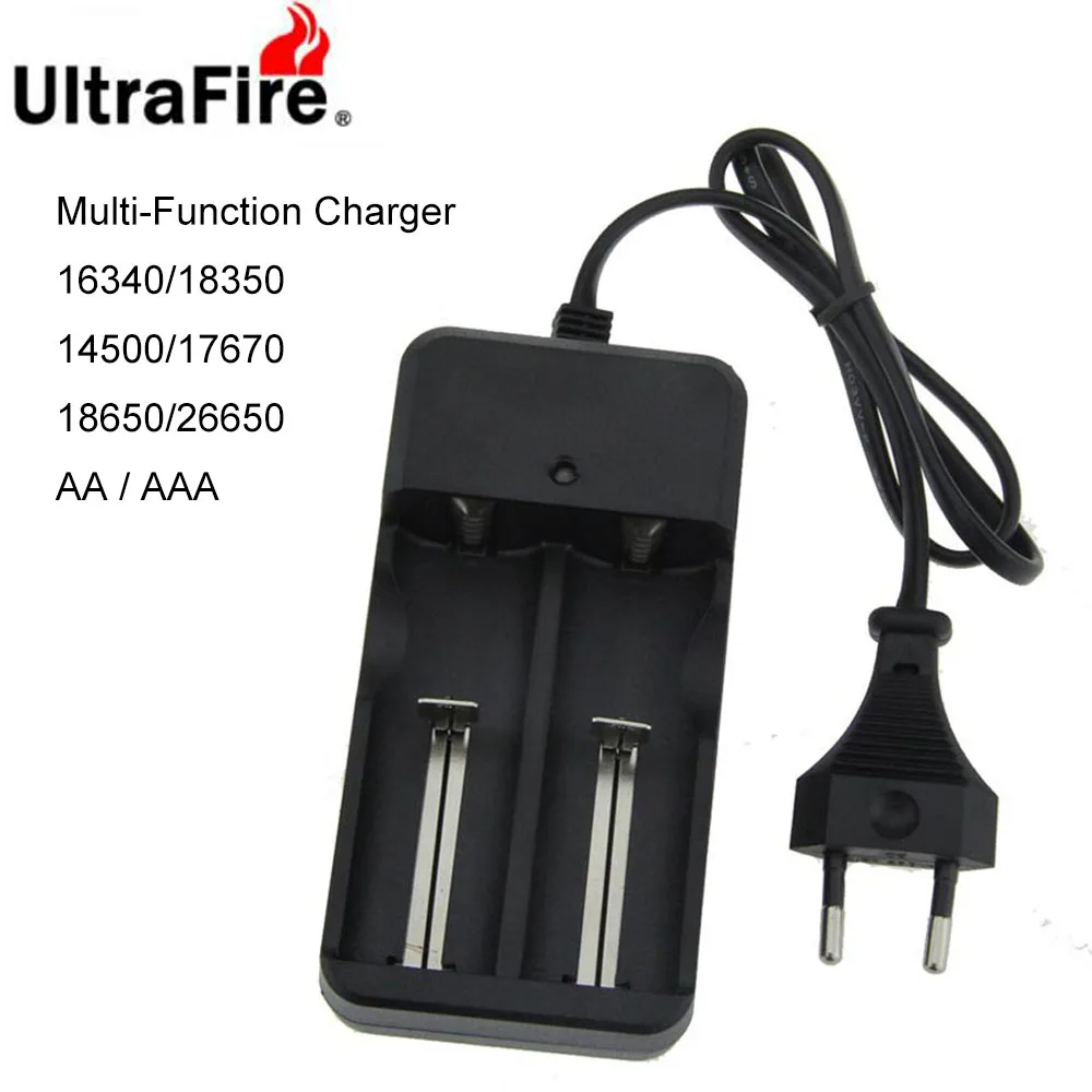 

UltraFire Lithium-Ion Battery Charger EU Plug Universal Charger 100-240V for 16340/18350/14500/17670/18650/26650 Batteries
