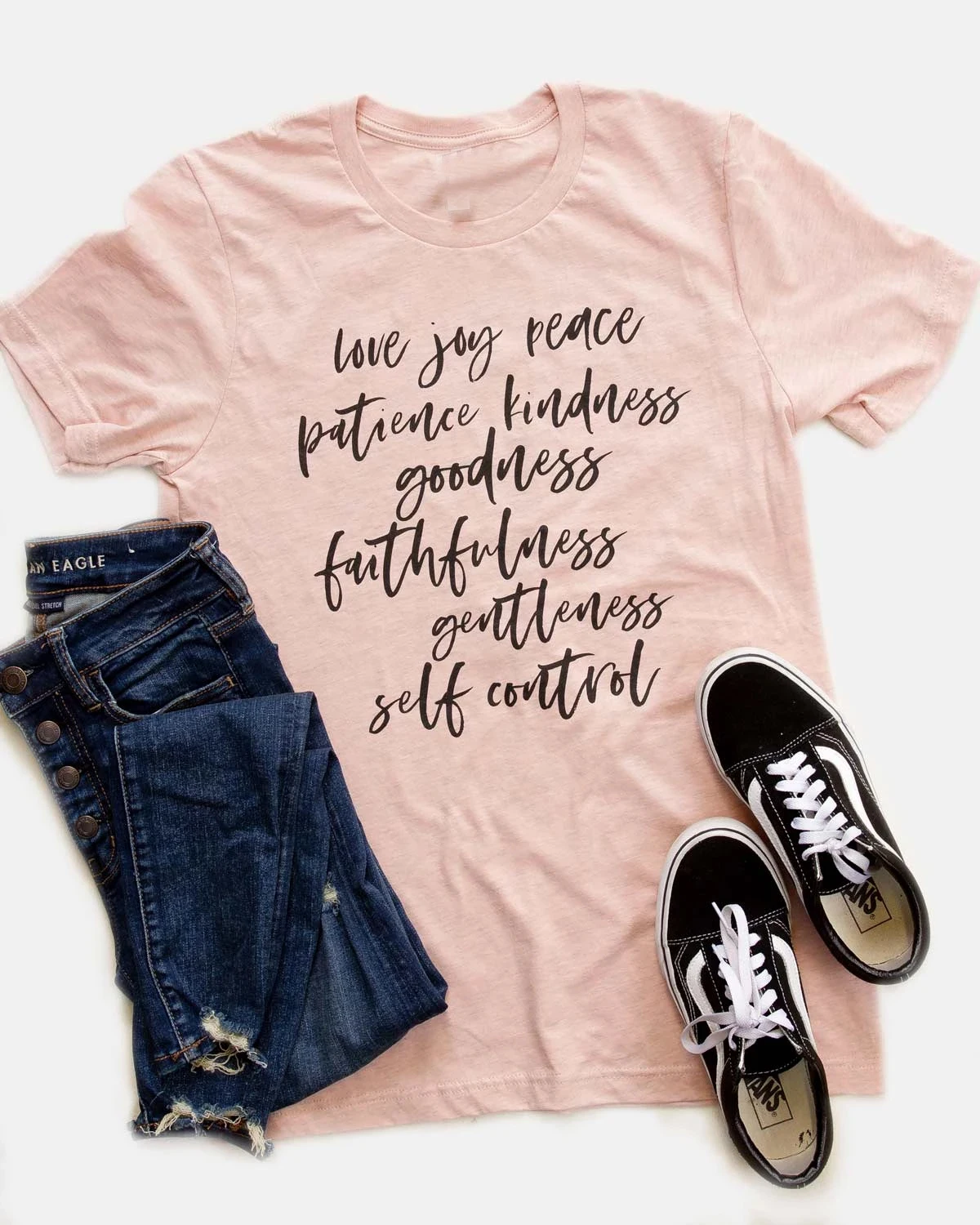 

love joy peace patience kindness goodness faithfulness gentleness and self-control t shirt religion Christian Bible quote tees