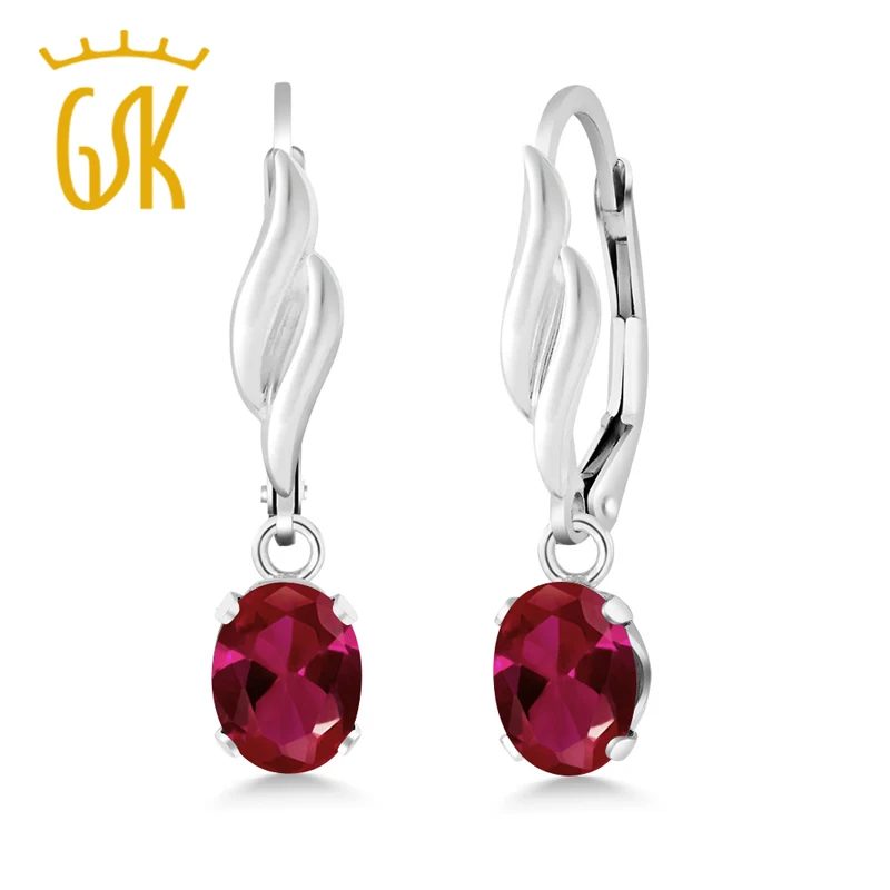 GemStoneKing 1 88 карат овальный красный создан рубин 925 пробы серебро Женские Висячие