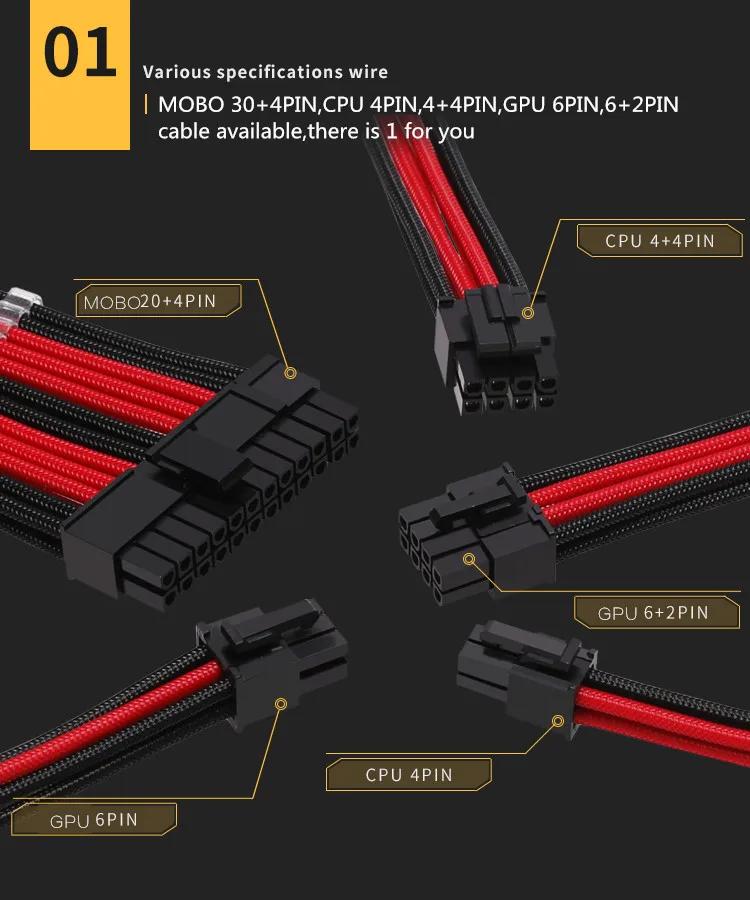 Barrow PC модуль удлинитель питания 24pin материнская плата графическая карта 6 + 2pin CPU4