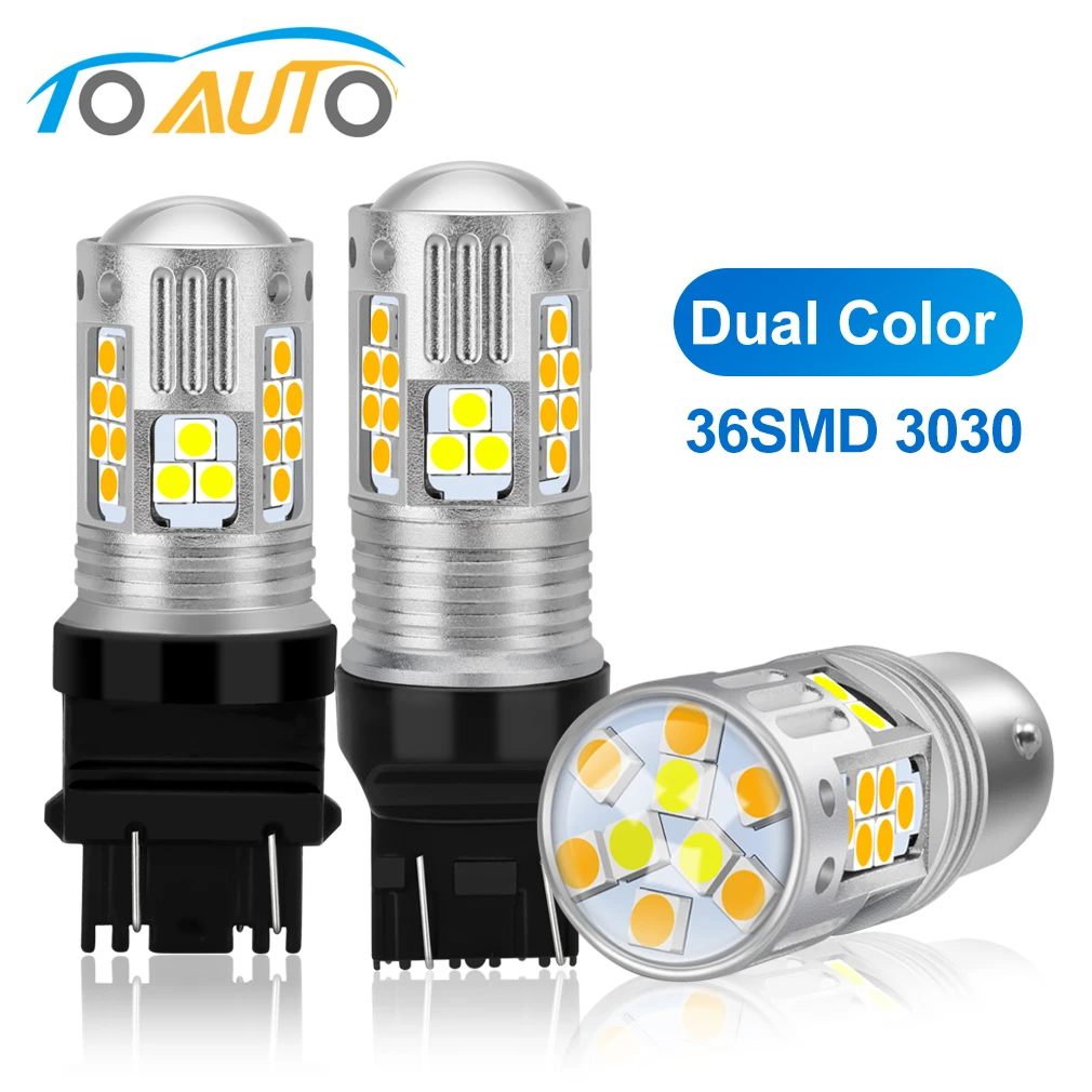 2 шт. 1157 BAY15D T20 7443 T25 3157 светодиодный двухцветный указатель поворота Автомобильная
