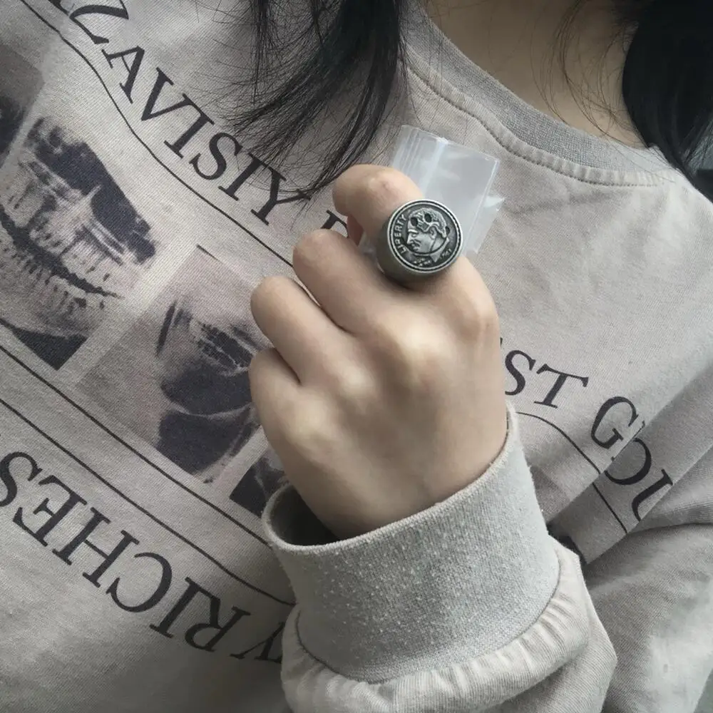 Женское Винтажное кольцо в стиле панк из титановой стали с улыбающимся лицом