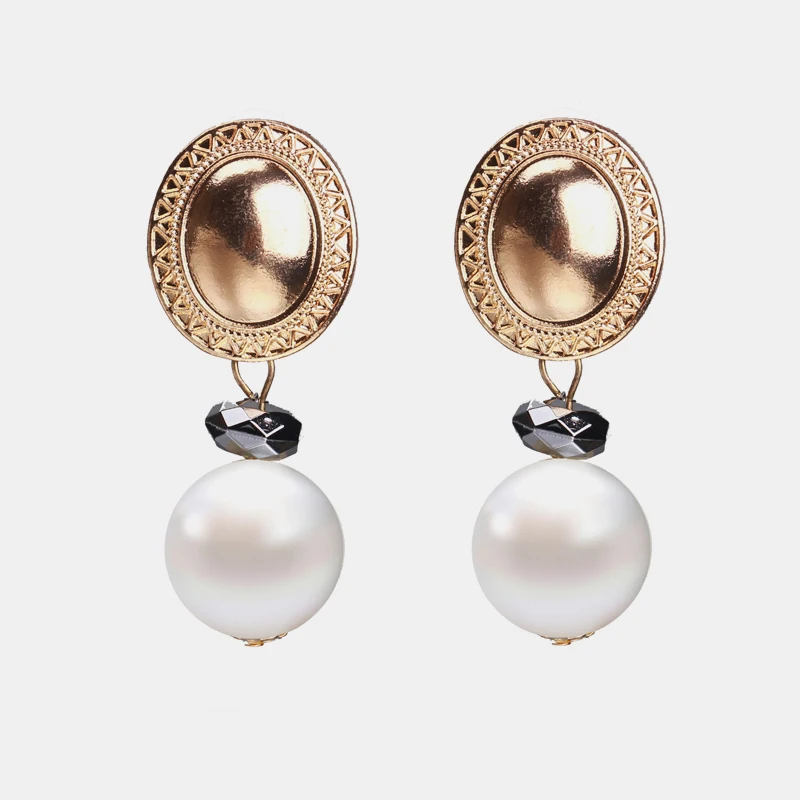Bestessy имитация жемчуга Висячие серьги для женщин винтажные массивные большие серьги современный модный подарок для ювелирных изделий - Окраска металла: E1600