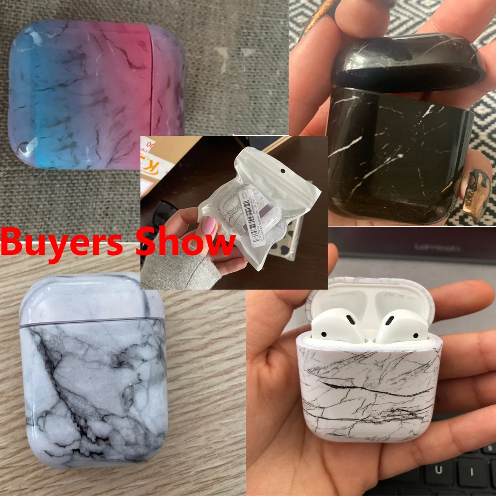 

Marble Earphone Case For Airpods Dust Guard Bag Shell Hard PC Protective Case Cover For Apple AirPods 1 2 Charging Box