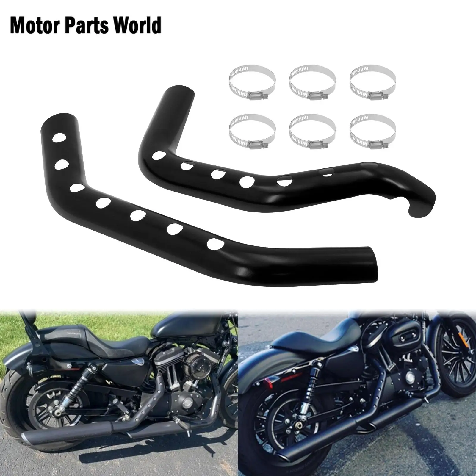 Enlarge Motorcycle Exhaust Pipe Heat Shield Muffler Guard Protective Cover Black For Harley Sportster XL883 1200 Forty-Eight 2004-2021
