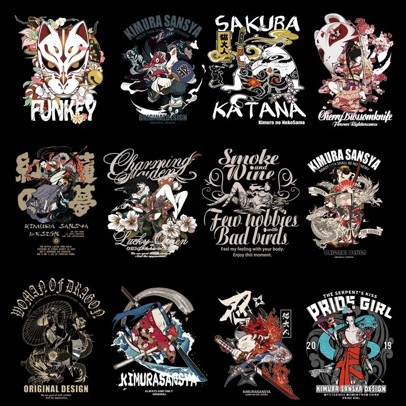 

Anime Japanese Samurai Iron On Patches For Clothing A-level Washable Thermal Transfers Sticker On Clothes T-shirt Jeans Applique