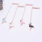 Зажим для бумаги, 1 шт., творческий мультяшный, подвеска Фламинго, металлическая Закладка, кавайные канцелярские принадлежности, зажимы для блокнота-ежедневника