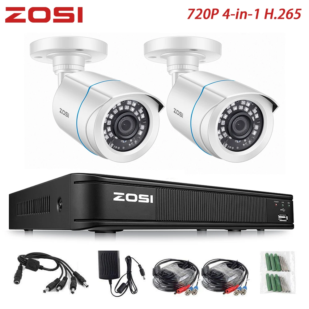 ZOSI 8CH H.265 4-в-1 CVBS AHD CVI TVI CCTV Системы ИК Открытый безопасности 1080P камер видеонаблюдения DVR 1200TVL наблюдения DVR Kit