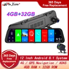 Видеорегистратор WHEXUNE автомобильный на зеркало заднего вида, 12 дюймов, 4 Гб + 32 ГБ, 4G, Android 8,1, GPS, ADAS, FHD, 1080P, Wi-Fi