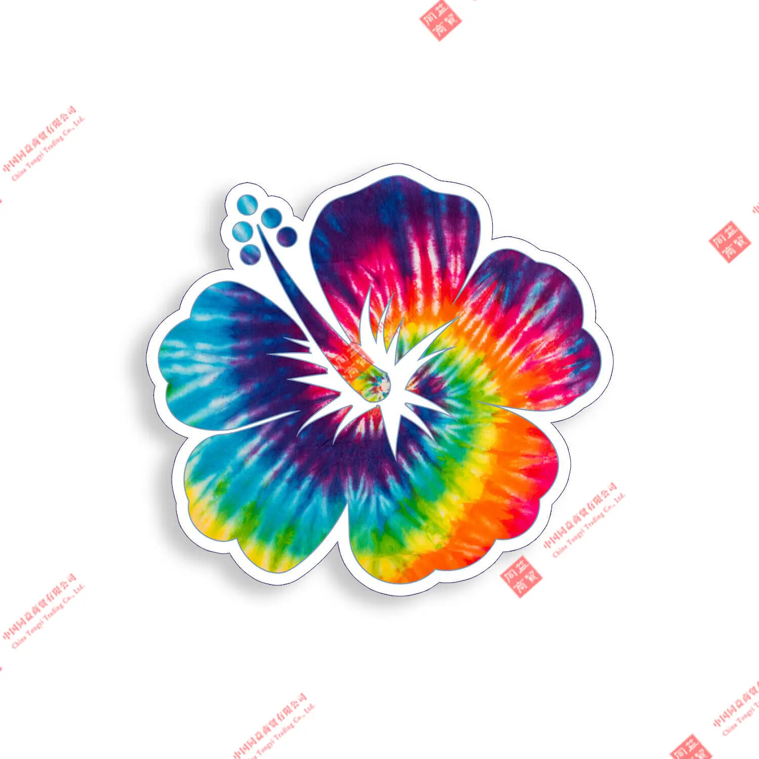 

Creative Tie Dye Hibiscus Flower Sticker Love Mug Tumbler Cup Laptop Tablet Mini Decal for Car Racing Car Laptop Helmet