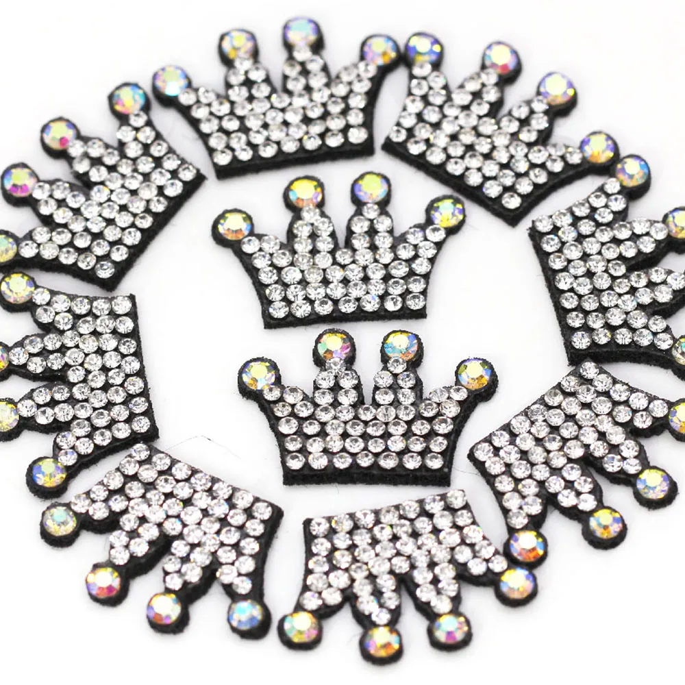 10 шт. нашивки в форме сердца/короны/цветка/банта стразы аппликация AB для