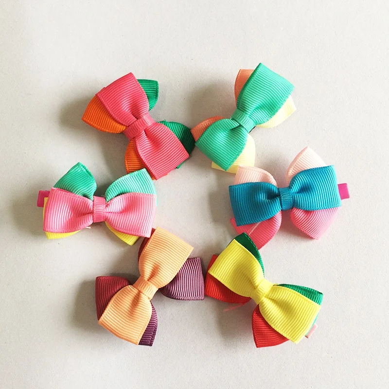 1 Pcs/lot Muit-Clip Candy Color Hair Accessories Girls Clips Ribbon Bow Hairpins Barrettes Headwear Boutique Wholesale | Детская одежда