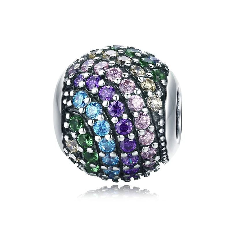 BISAER AAA циркониевые бусины, браслет BISAER из стерлингового серебра 925 пробы, мозаика океана, проложенный смешанный зеленый Фианит, зеленые Кристальные бусины, сделай сам, ювелирное изделие - Окраска металла: ECC820