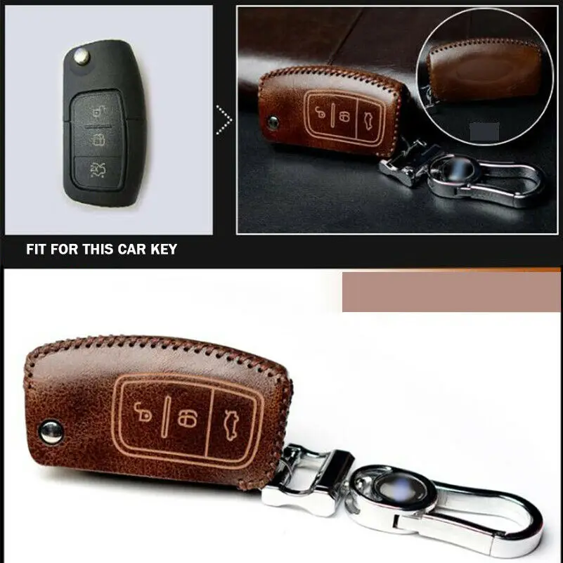 1 шт. 3 кнопки винтажный Чехол-брелок из воловьей кожи для автомобиля